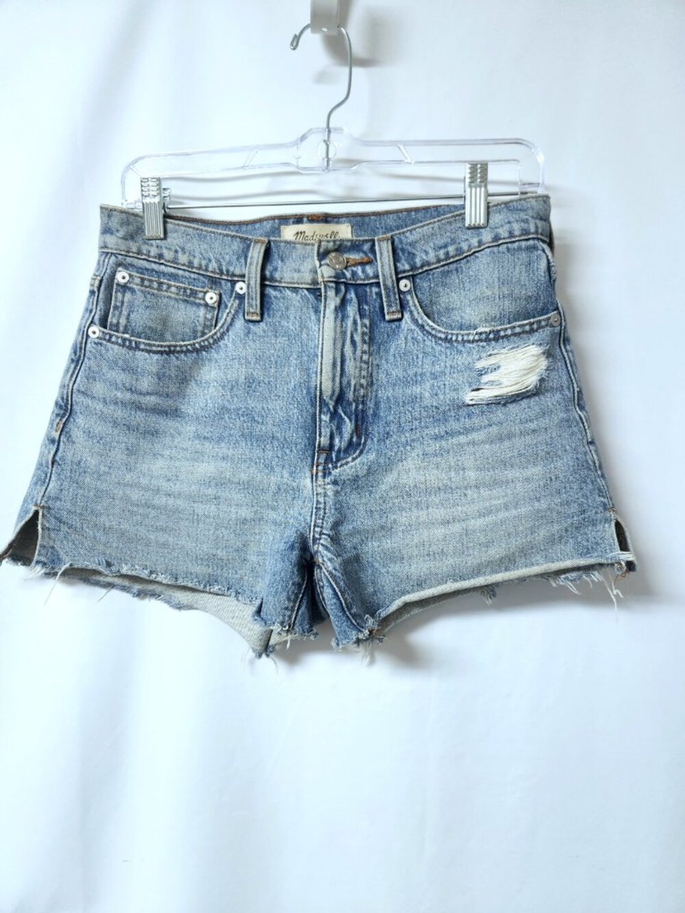 Madewell Relaxed Denim Shorts Madera Wash Side-Slit Cutoff sz 24
